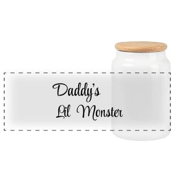 Daddy's little monster - Panorama Keksdose mit Holzdeckel - Weiß - Vorne