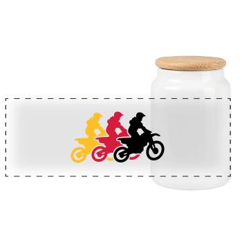 motocross - Panoramic Cookie Jar with Wooden Lid - white - Front