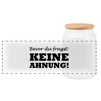 keine_ahnung_01 - Panorama Keksdose mit Holzdeckel - Weiß - Vorne