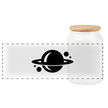 planet - Panoramic Cookie Jar with Wooden Lid - white - Front