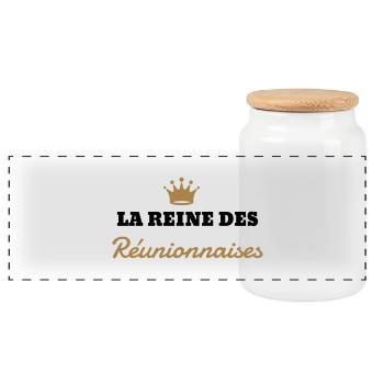 Réunion / 974 / Réunionnais / Réunionnaise - Boîte à biscuits avec couvercle en bois - blanc - Devant