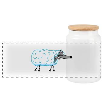 Loup dans les vêtements de brebis - Boîte à biscuits avec couvercle en bois - blanc - Devant