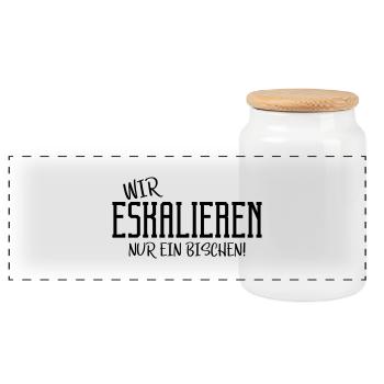 eskalieren nur ein bischen - Panorama Keksdose mit Holzdeckel - Weiß - Vorne
