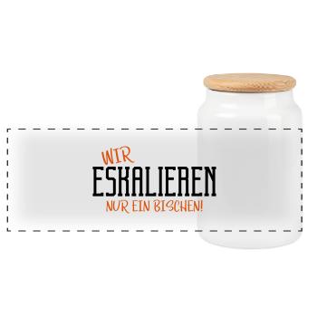 eskalieren nur ein bischen - Panorama Keksdose mit Holzdeckel - Weiß - Vorne