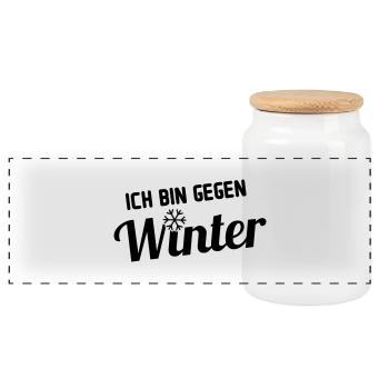 winter gegen - Panorama Keksdose mit Holzdeckel - Weiß - Vorne