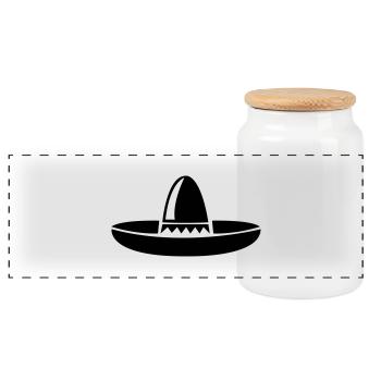 mexico_hut - Panoramic Cookie Jar with Wooden Lid - white - Front