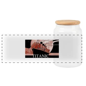 Titanisch - Panorama Keksdose mit Holzdeckel - Weiß - Vorne