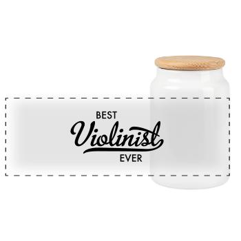 Violinist - Panoramic Cookie Jar with Wooden Lid - white - Front