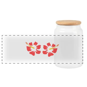 Hibiscus. Hibiscus Fleurs d’Hibiscus Tenue de fleurs hawaïennes pour les fêtes - Boîte à biscuits avec couvercle en bois - blanc - Devant