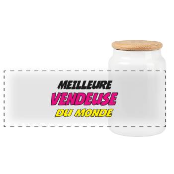 MEILLEURE VENDEUSE DU MONDE - Boîte à biscuits avec couvercle en bois - blanc - Devant