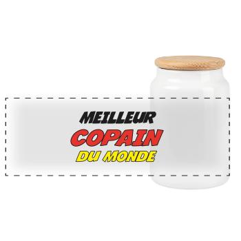 MEILLEUR COPAIN DU MONDE - Boîte à biscuits avec couvercle en bois - blanc - Devant