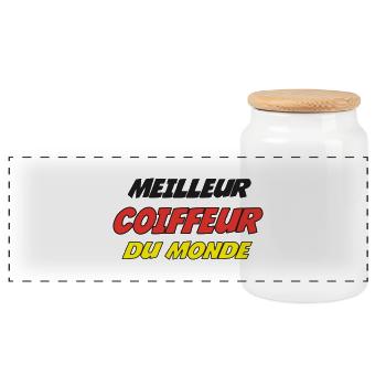 MEILLEUR COIFFEUR DU MONDE - Boîte à biscuits avec couvercle en bois - blanc - Devant
