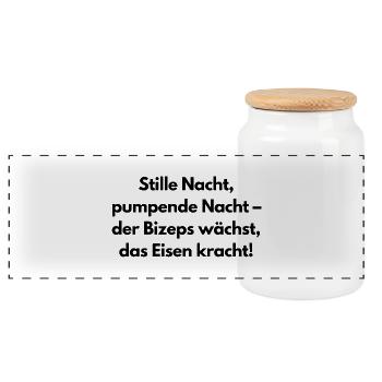 Weihnachten Gym Fitness Spruch - Panorama Keksdose mit Holzdeckel - Weiß - Vorne