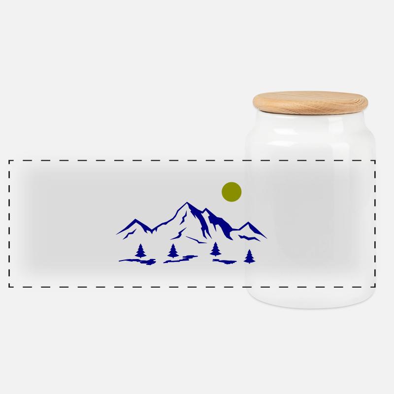 Berge - Panorama Keksdose mit Holzdeckel - Weiß