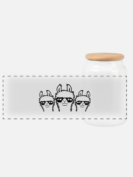 3 Lamas Sonnenbrillen Team Crew Drei Freunde Crew - Panorama Keksdose mit Holzdeckel - Weiß