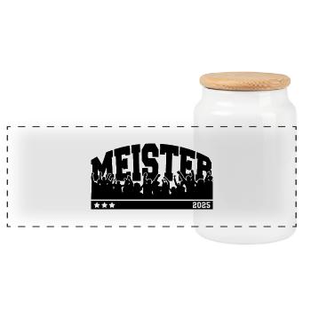 Meister 2025 - Panorama Keksdose mit Holzdeckel - Weiß - Vorne