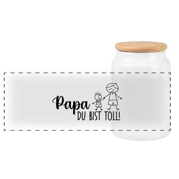 Papa Papa Père Fille Fils Fête des Pères Chemise Homme - Boîte à biscuits avec couvercle en bois - blanc - Devant