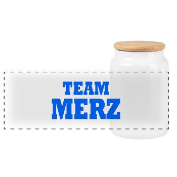 Team Merz - Panorama Keksdose mit Holzdeckel - Weiß - Vorne