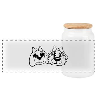 2 Équipe de chiens Deux amis Petites amies Couple Équipage - Boîte à biscuits avec couvercle en bois - blanc - Devant