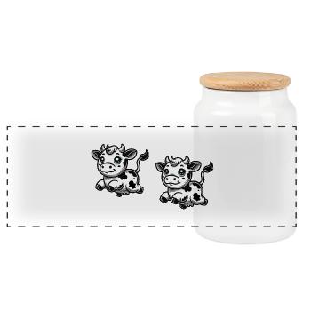 Bande dessinée de vache - Boîte à biscuits avec couvercle en bois - blanc - Devant