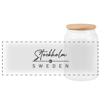 Schweden - Stockholm - Suède - Sverige - Boîte à biscuits avec couvercle en bois - blanc - Devant