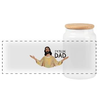 Je le dis à papa - Boîte à biscuits avec couvercle en bois - blanc - Devant