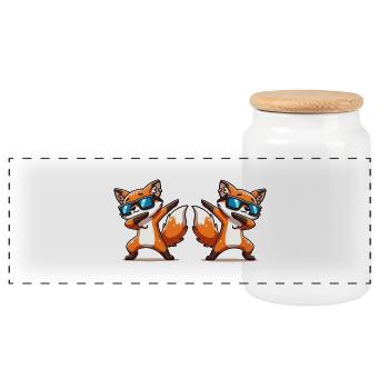 fuchs tier dabbing 2 - Panorama Keksdose mit Holzdeckel - Weiß - Vorne