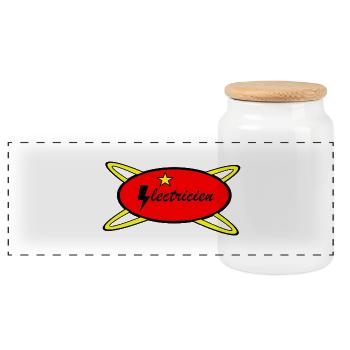Super Electricien - Boîte à biscuits avec couvercle en bois - blanc - Devant
