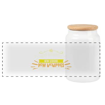 Newyear 4 - Panoramic Cookie Jar with Wooden Lid - white - Front