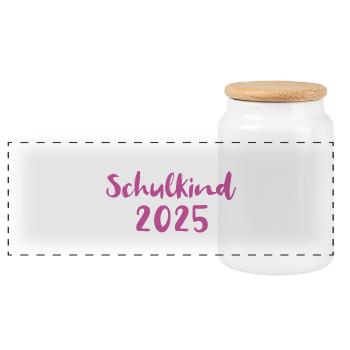 Schoolchild 2025 - Panoramic Cookie Jar with Wooden Lid - white - Front