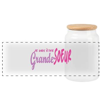 Je vais être Grande Sœur – Annonce de Grossesse - Boîte à biscuits avec couvercle en bois - blanc - Devant