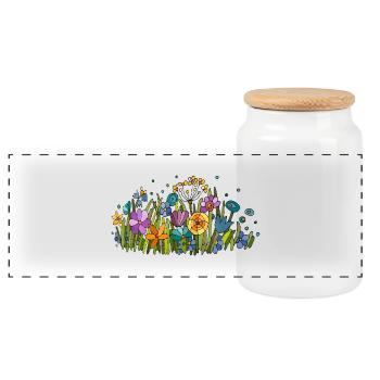 Blumen - Panorama Keksdose mit Holzdeckel - Weiß - Vorne