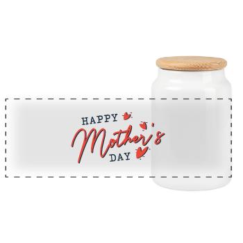 Happy Mather Day - Panorama Keksdose mit Holzdeckel - Weiß - Vorne