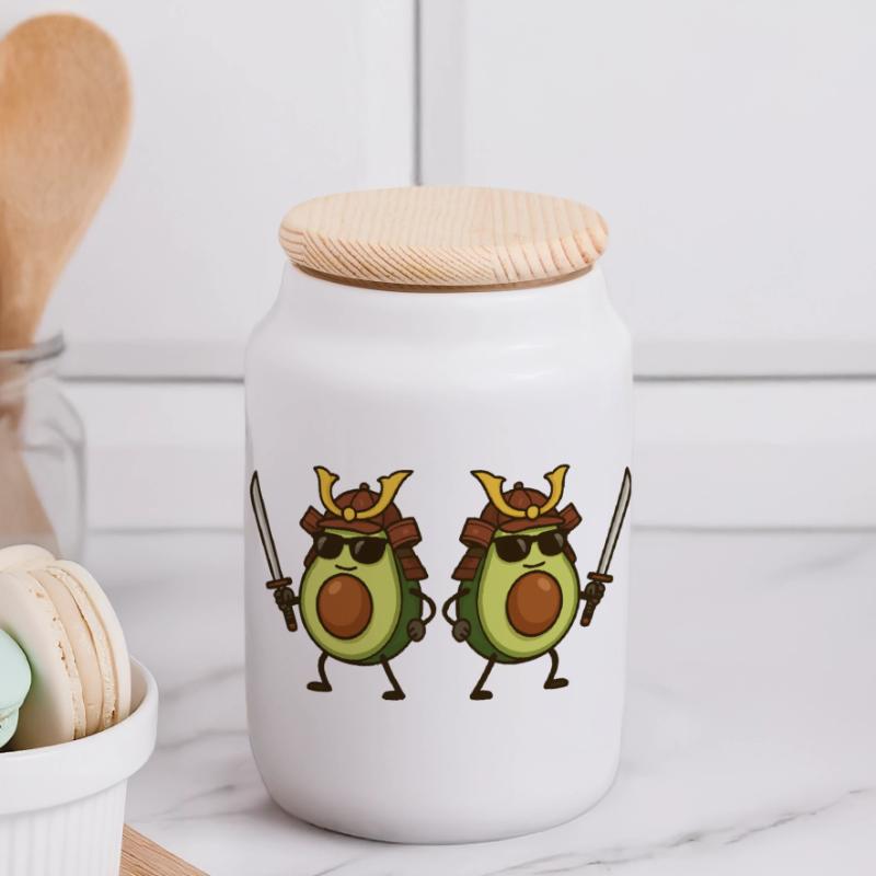 Avocat Samouraï 2 Boîte à biscuits avec couvercle en bois