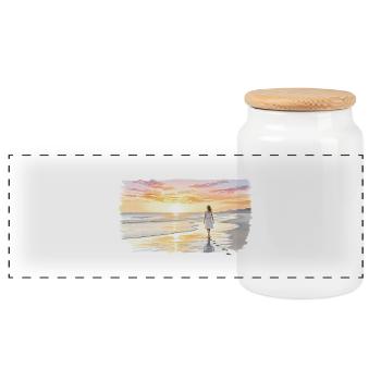 Murmure du coucher de soleil - Boîte à biscuits avec couvercle en bois - blanc - Devant