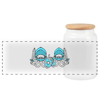 2 Octopus Knight Team Épée bouclier médiéval - Boîte à biscuits avec couvercle en bois - blanc - Devant