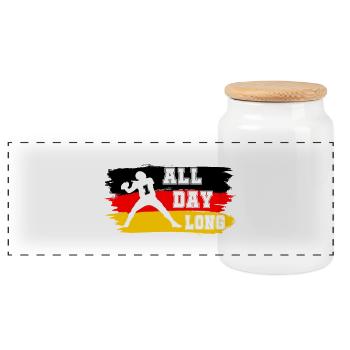 All Day Long EN - Panoramic Cookie Jar with Wooden Lid - white - Front