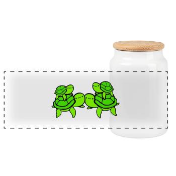 2 Wasserschildkröten Kinder Papa Mama Vater Mutter - Panorama Keksdose mit Holzdeckel - Weiß - Vorne