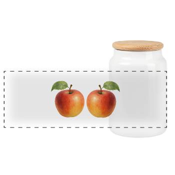 Apple 2 - Panoramic Cookie Jar with Wooden Lid - white - Front