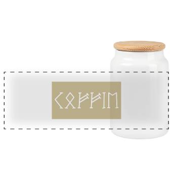 Étiquette 'Koffie' en runes - Boîte à biscuits avec couvercle en bois - blanc - Devant