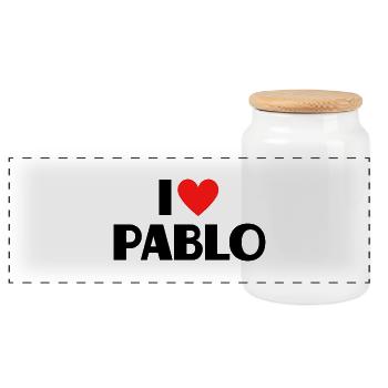 I love Pablo Rotes Herz Liebe Fan Geschenk - Panorama Keksdose mit Holzdeckel - Weiß - Vorne
