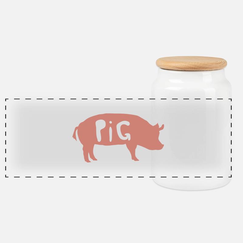pig - Panorama Keksdose mit Holzdeckel - Weiß