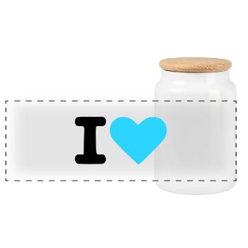 I love - Panorama Keksdose mit Holzdeckel - Weiß - Vorne
