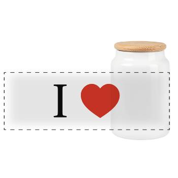 I Love - Panoramic Cookie Jar with Wooden Lid - white - Front