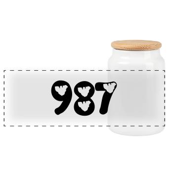 987 map Moorea - Panoramic Cookie Jar with Wooden Lid - white - Front