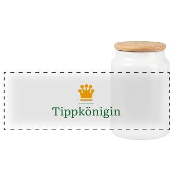 Tippkönigin - Geschenk für Tippspiel Gewinnerin - Panorama Keksdose mit Holzdeckel - Weiß - Vorne