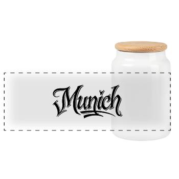 Munich - Boîte à biscuits avec couvercle en bois - blanc - Devant