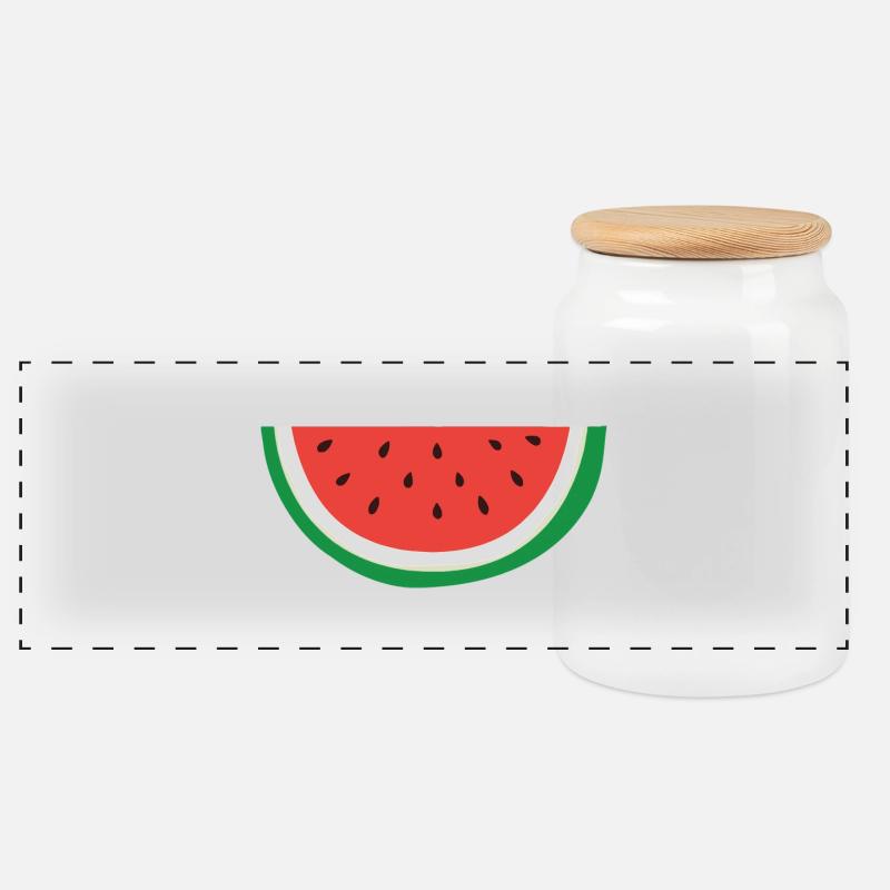Wassermelone - Palästinensisches Symbol - Panorama Keksdose mit Holzdeckel - Weiß