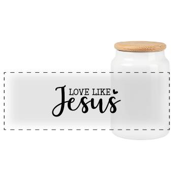 Loving like Jesus - Panoramic Cookie Jar with Wooden Lid - white - Front