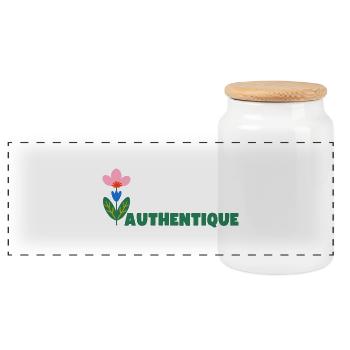 AUTHENTIQUE - Marque de vêtements bio engagée - Boîte à biscuits avec couvercle en bois - blanc - Devant